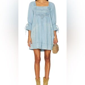 Free PeopleWomen's Sonora Cotton Denim Mini Dress in Cornflower Size XS NWT